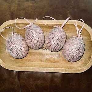 Elegant Pink Beaded Decorative Eggs (4)